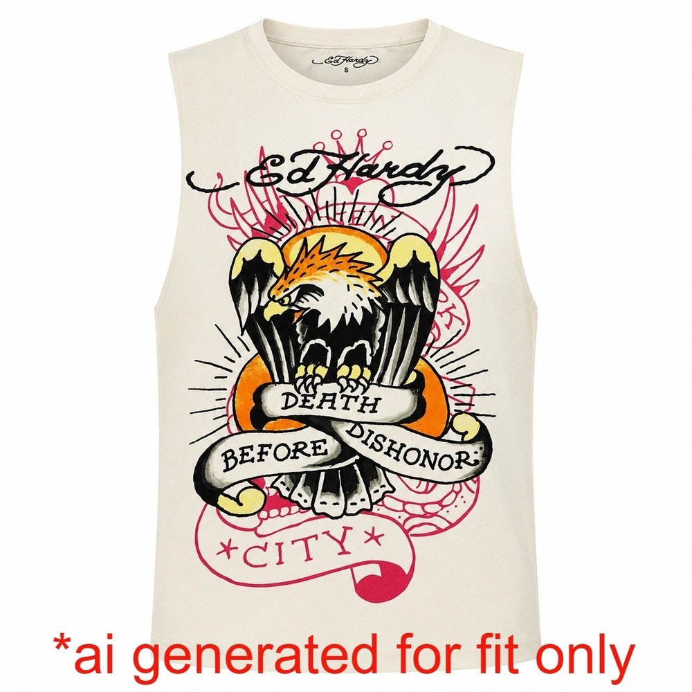 Ed‎ Hardy Death Before Dishonor Eagle Muscle Tank Men S Ivory NWT